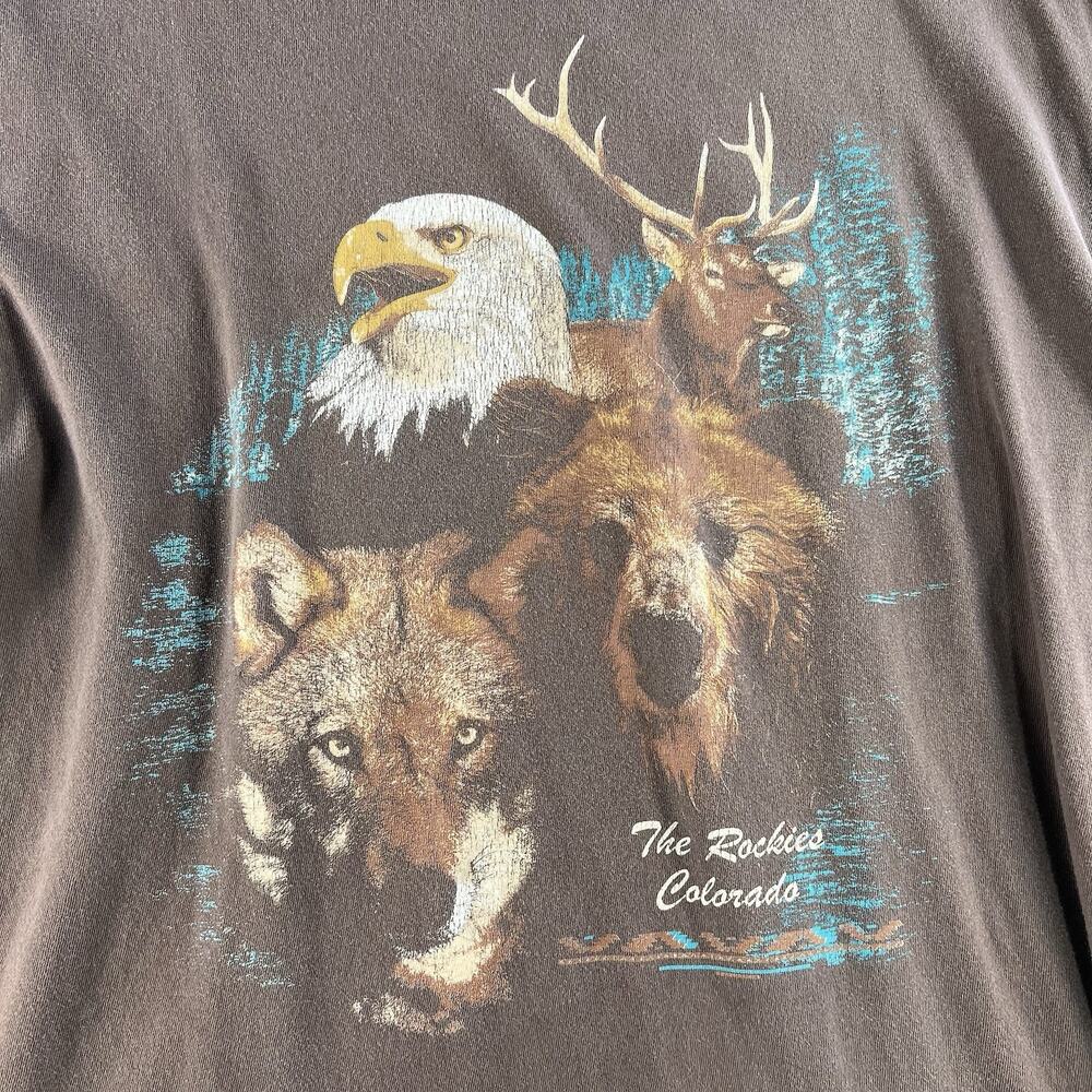 Cotton On L Large T-Shirt Loose Fit The Rockies Colorado Eagle Wolf Bear Grunge - Picture 4 of 15